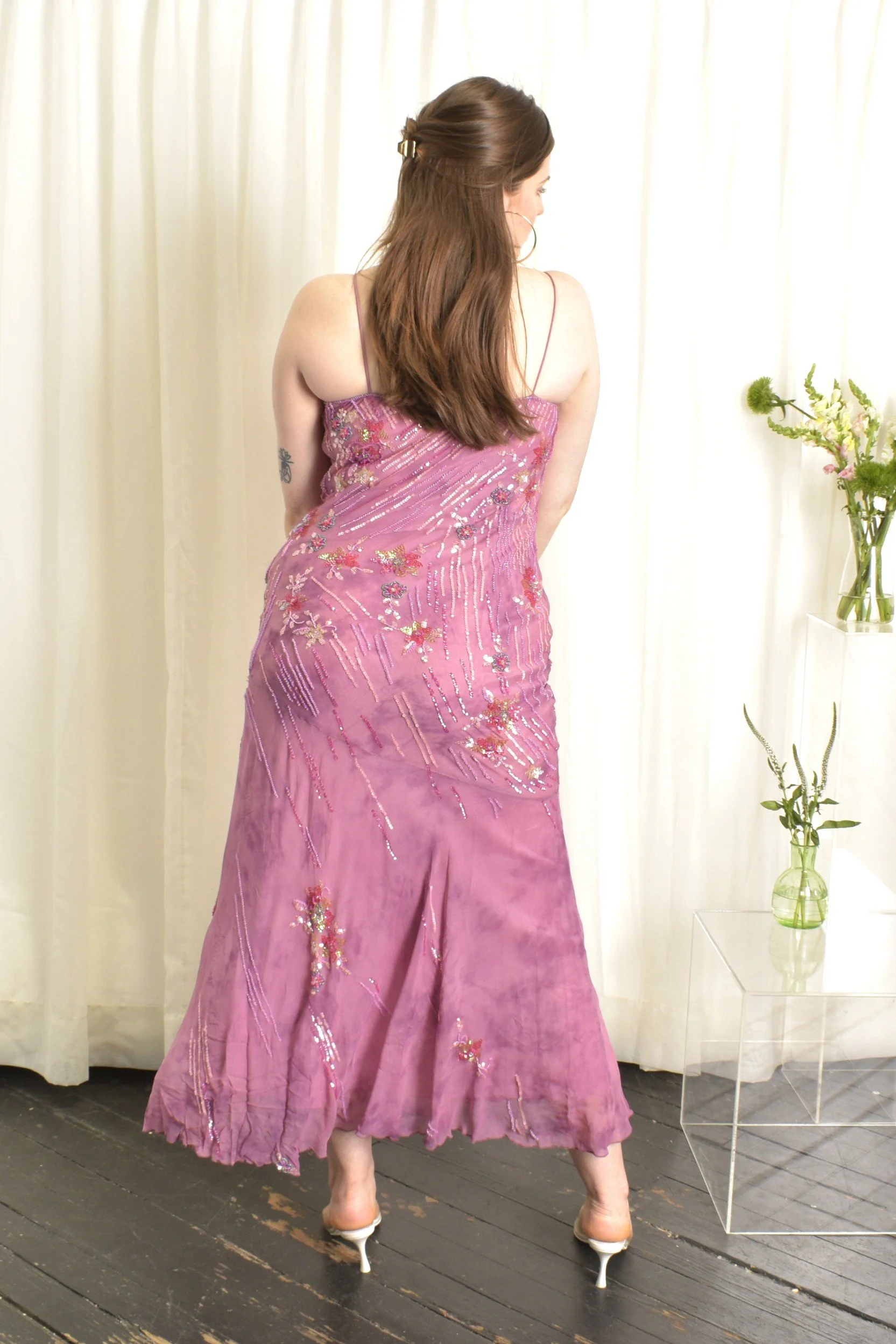 90s Diane Freis Purple Tie Dye Silk Dress-S/M — La Poubelle Vintage
